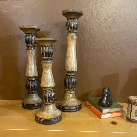 Other - Clearance 3 wooden candleholders